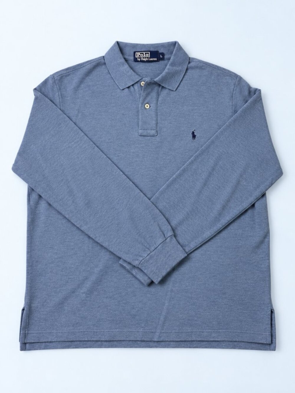Polo Ralph Lauren Men’s L Gray 100% Cotton Long Sleeve Polo Shirt